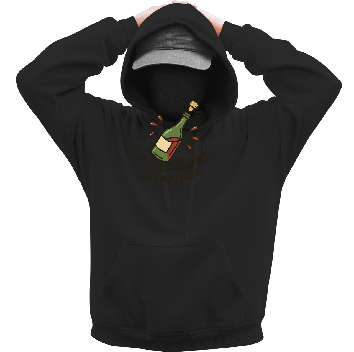 Kapucnis belebújós pulóver