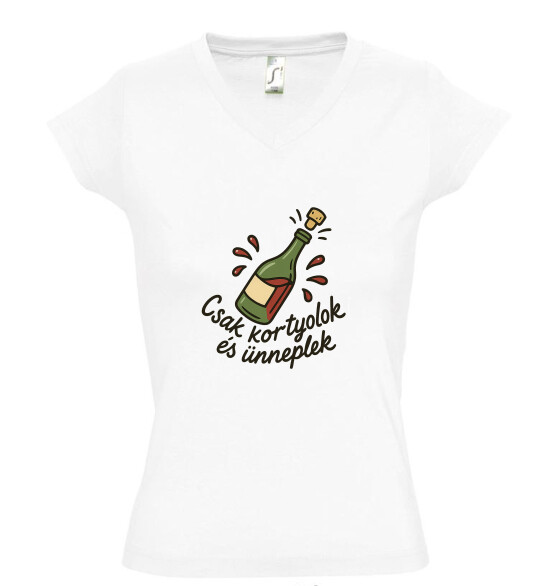 Női V nyakú póló