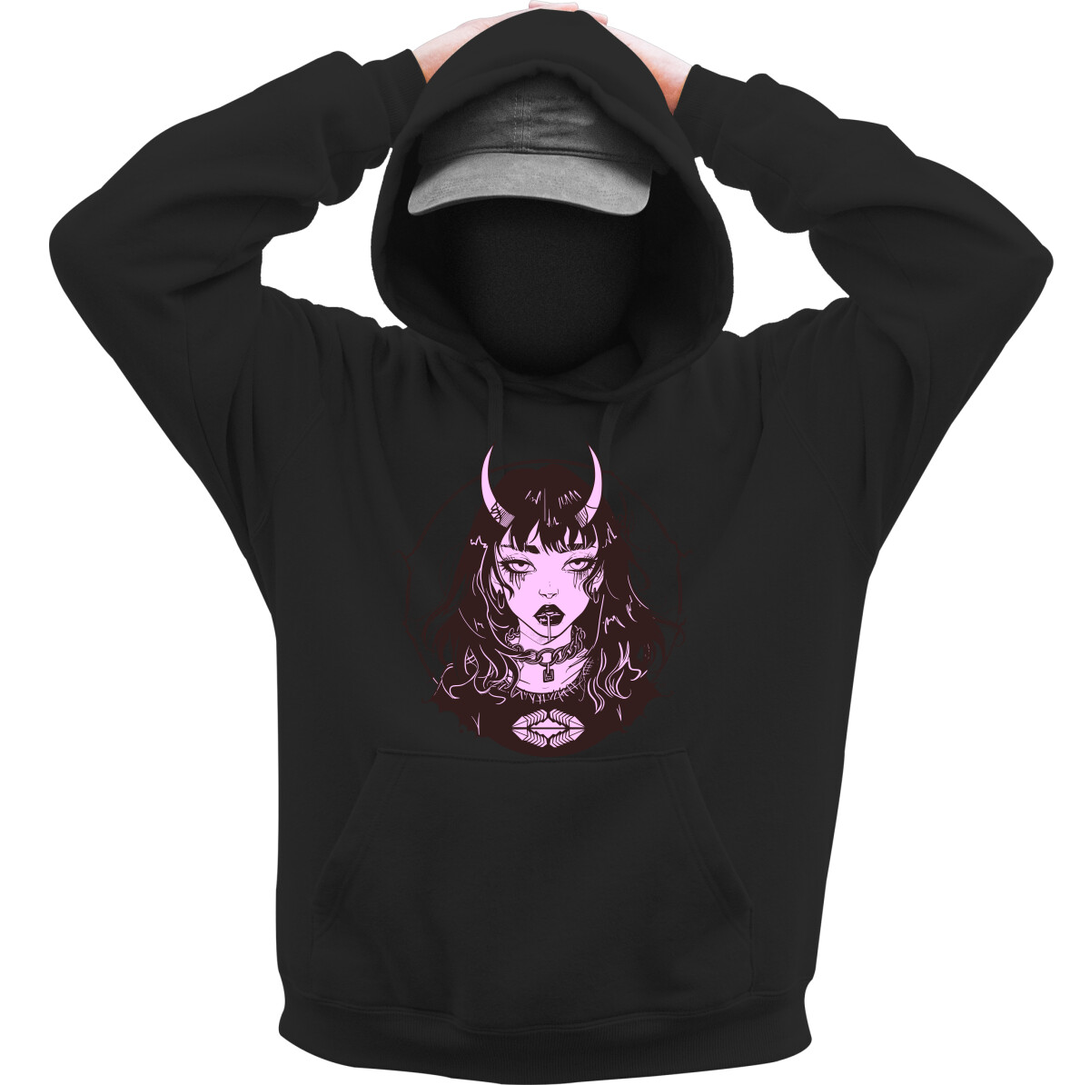 Kapucnis belebújós pulóver