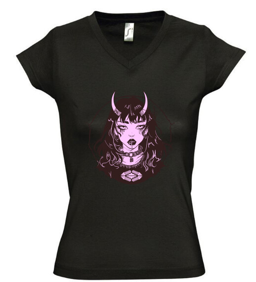 Női V nyakú póló