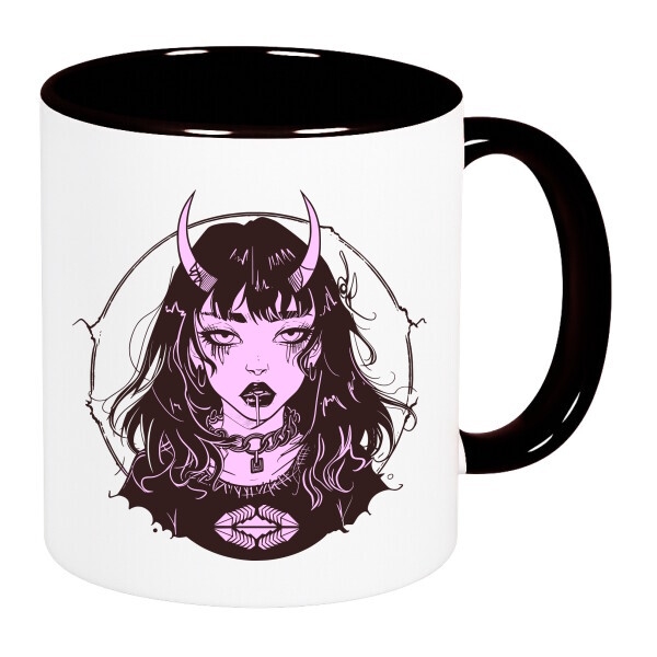 Színes fülű és belsejű bögre