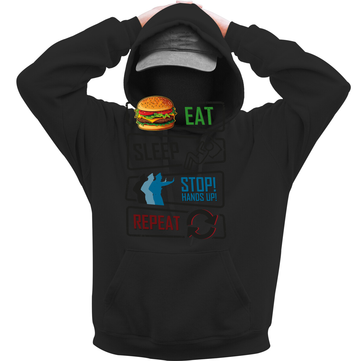 Kapucnis belebújós pulóver