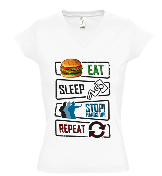 Női V nyakú póló