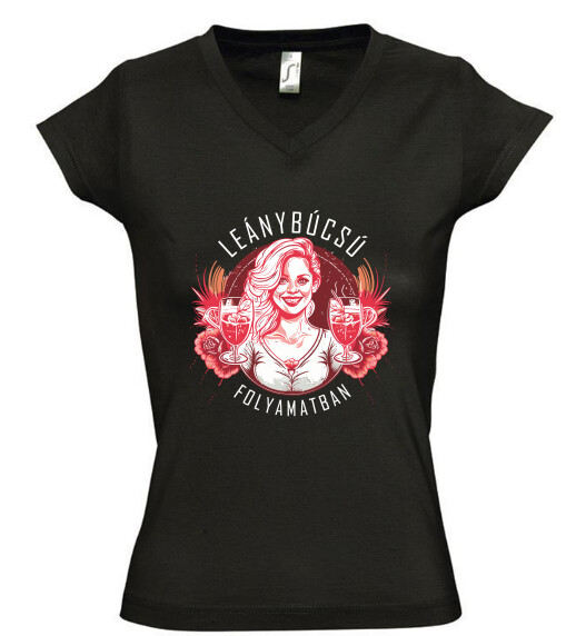 Női V nyakú póló