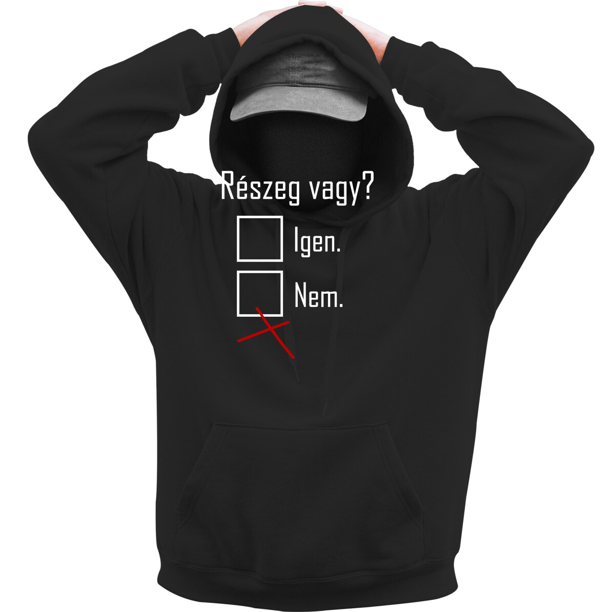 Kapucnis belebújós pulóver