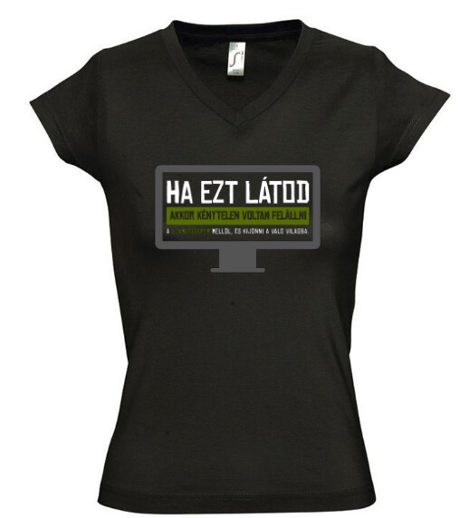 Női V nyakú póló