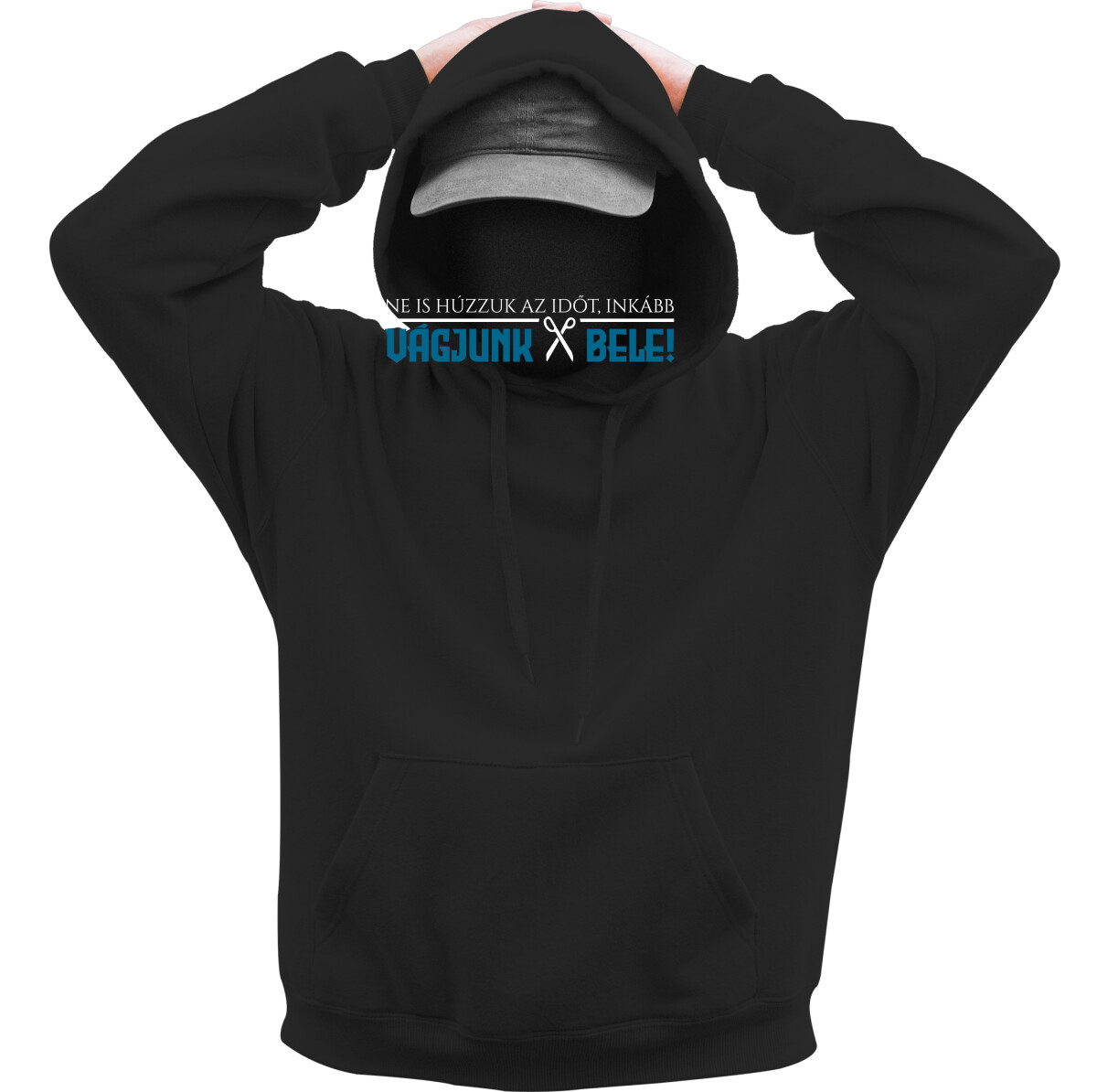 Kapucnis belebújós pulóver