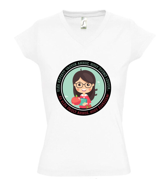 Női V nyakú póló