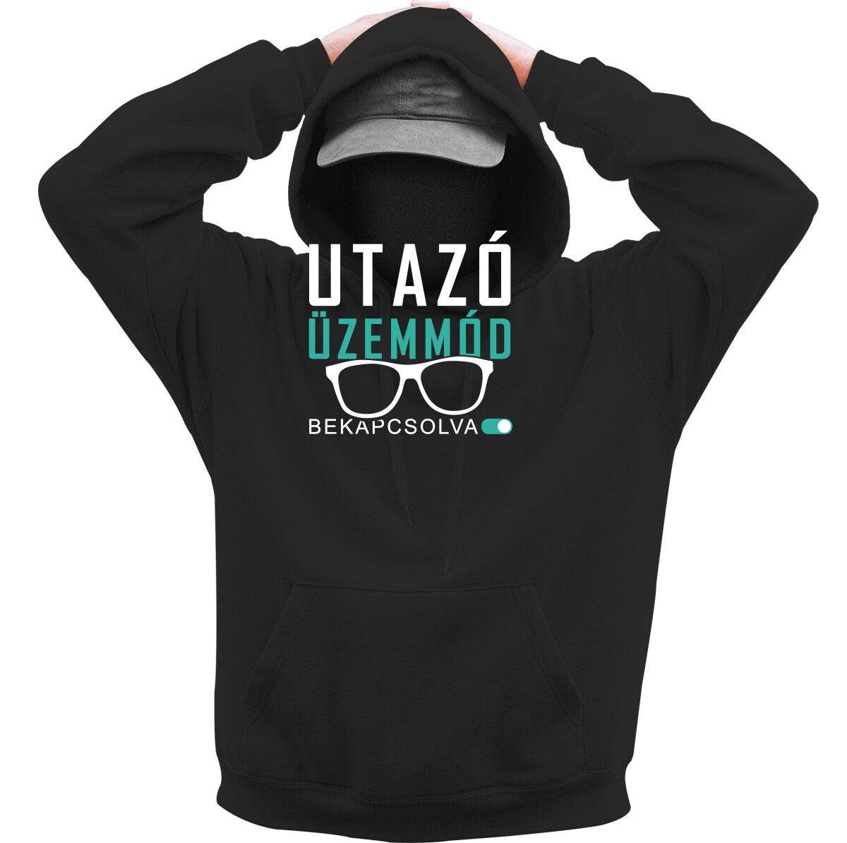 Kapucnis belebújós pulóver