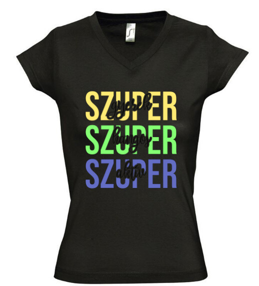 Női V nyakú póló