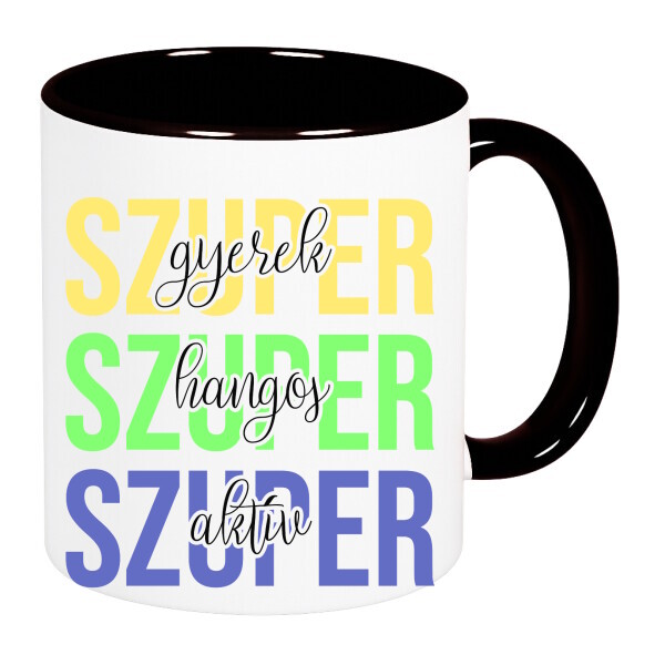 Színes fülű és belsejű bögre