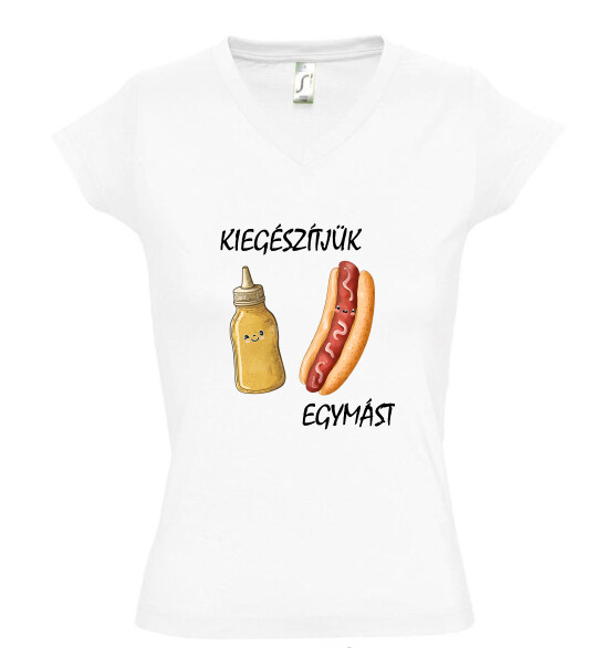 Női V nyakú póló