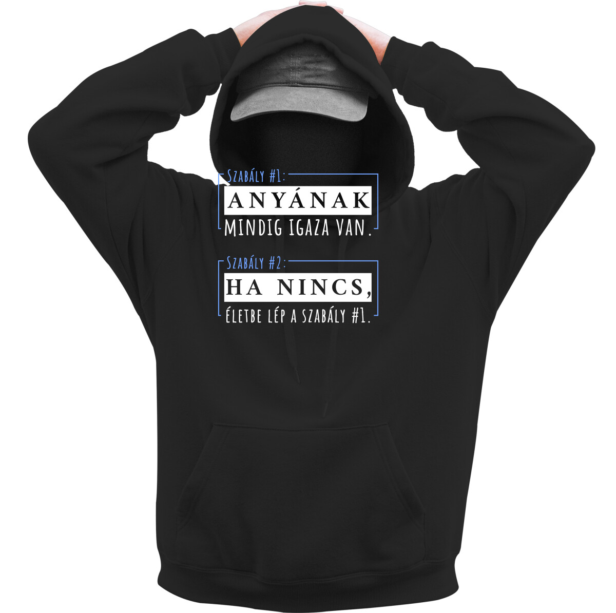 Kapucnis belebújós pulóver