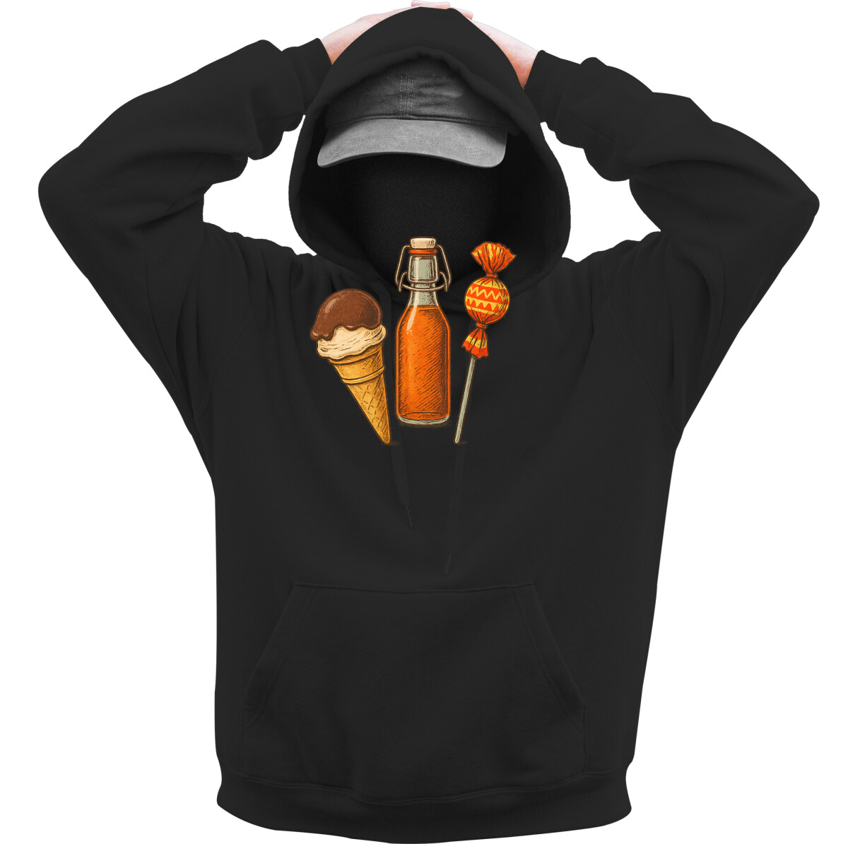 Kapucnis belebújós pulóver