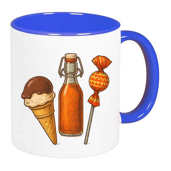 Színes fülű és belsejű bögre