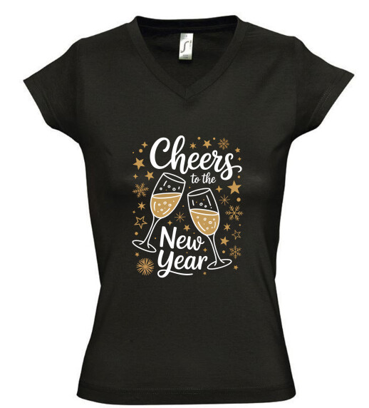 Női V nyakú póló