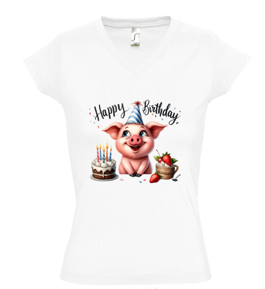 Női V nyakú póló