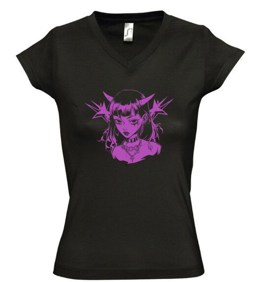 Női V nyakú póló