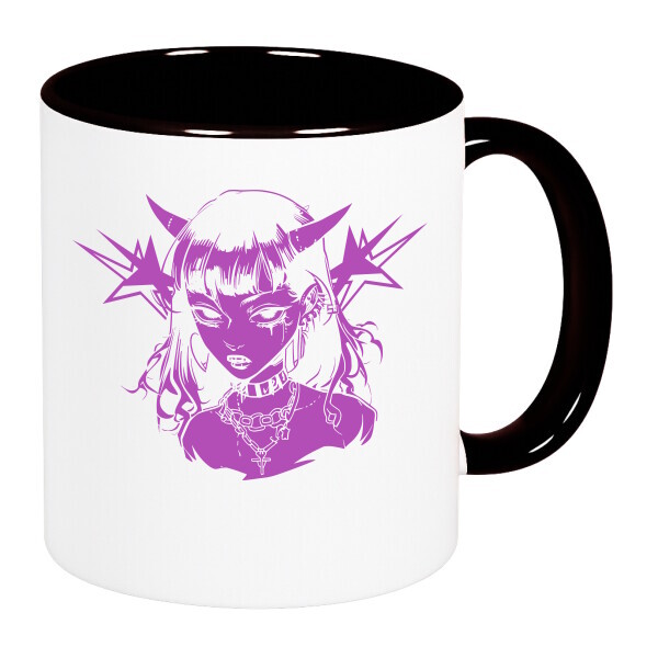 Színes fülű és belsejű bögre