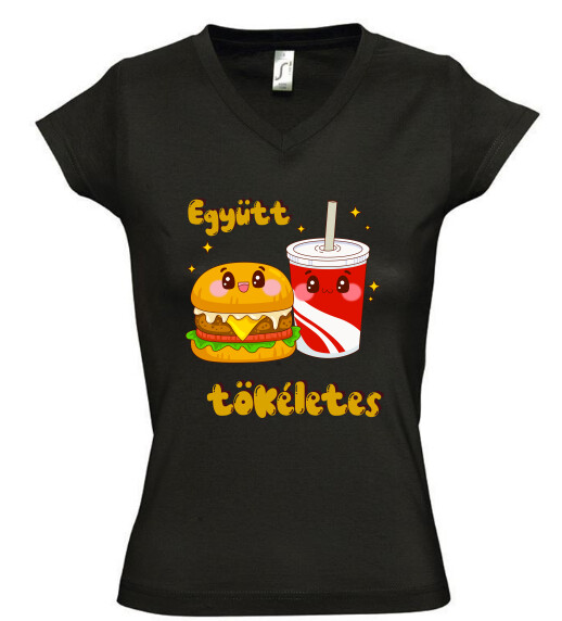 Női V nyakú póló