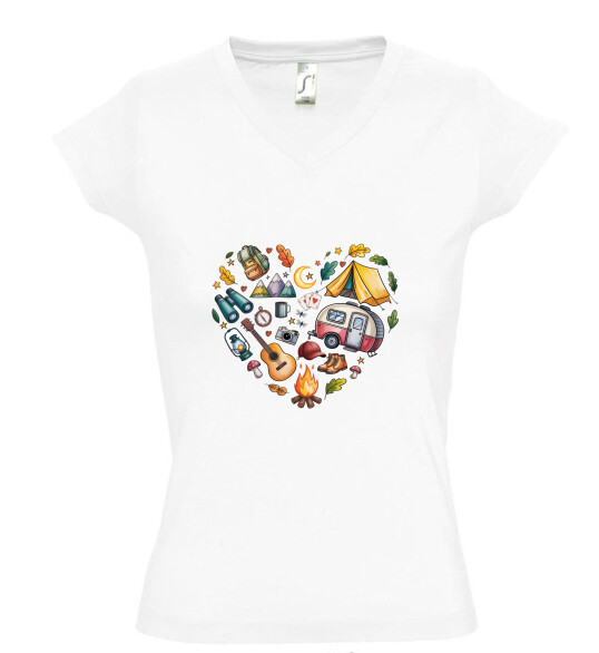 Női V nyakú póló