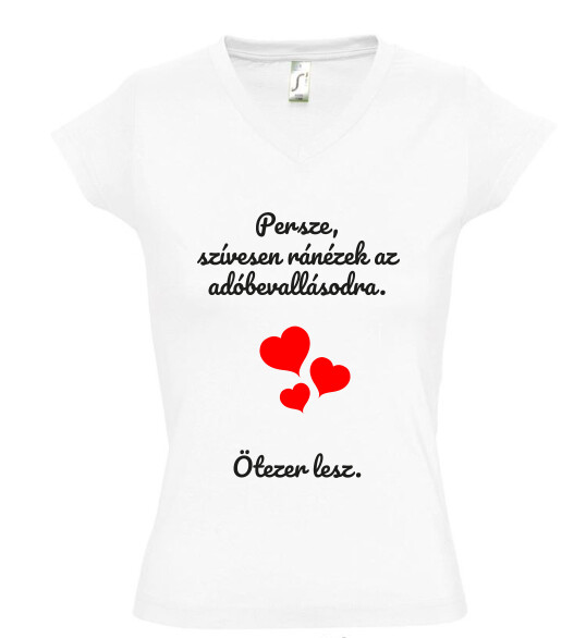 Női V nyakú póló