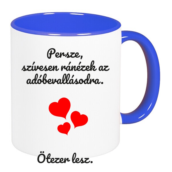 Színes fülű és belsejű bögre