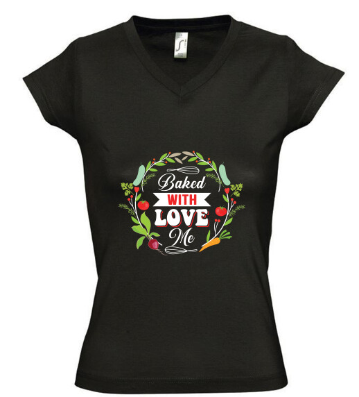 Női V nyakú póló