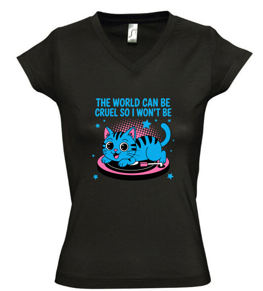 Női V nyakú póló