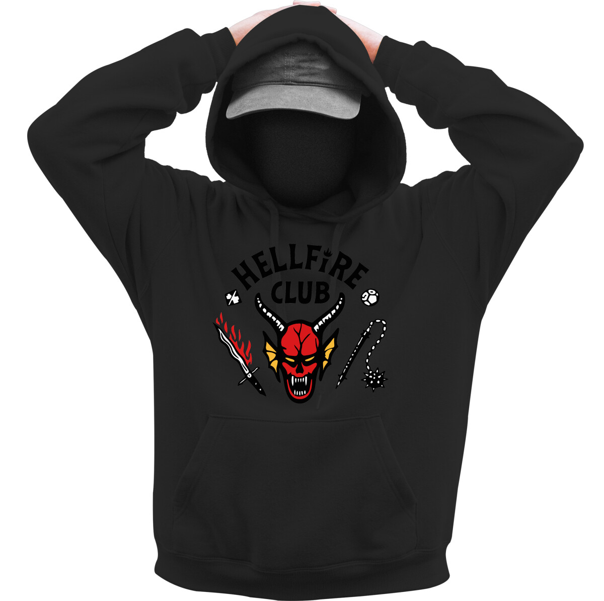 Kapucnis belebújós pulóver