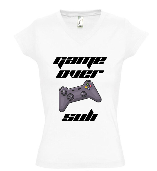 Női V nyakú póló