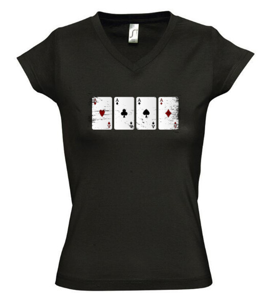 Női V nyakú póló