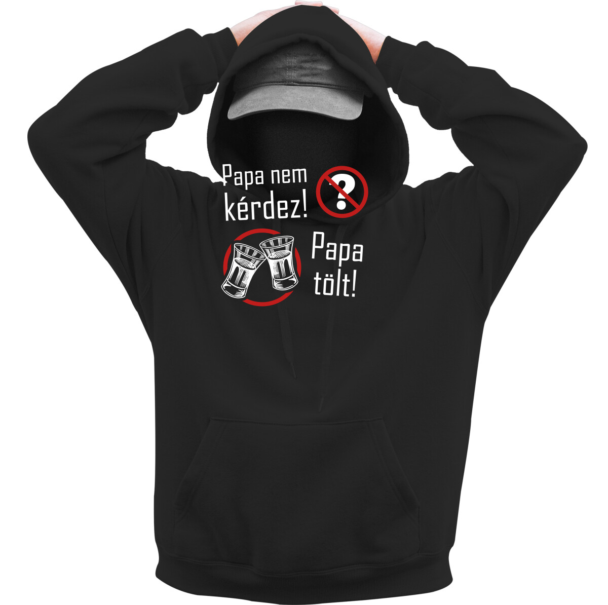 Kapucnis belebújós pulóver