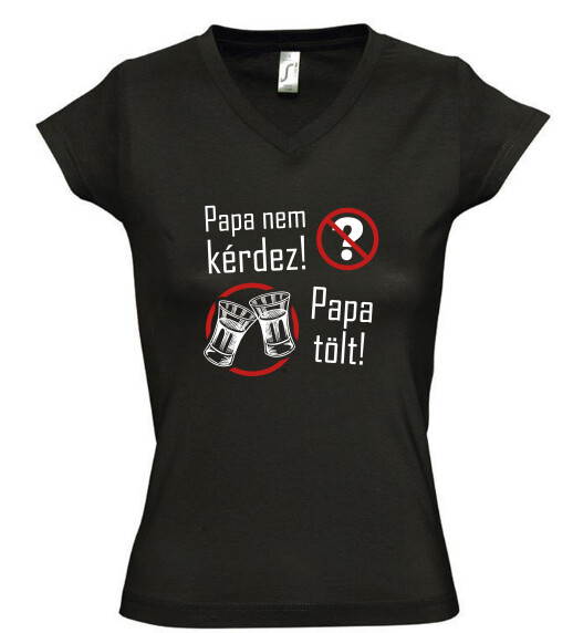 Női V nyakú póló