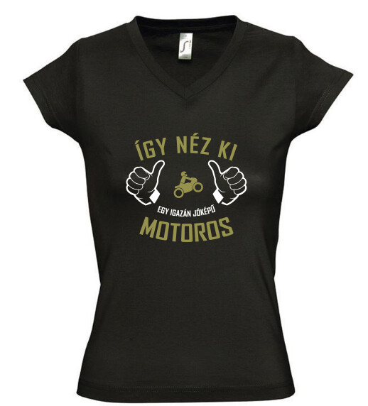 Női V nyakú póló