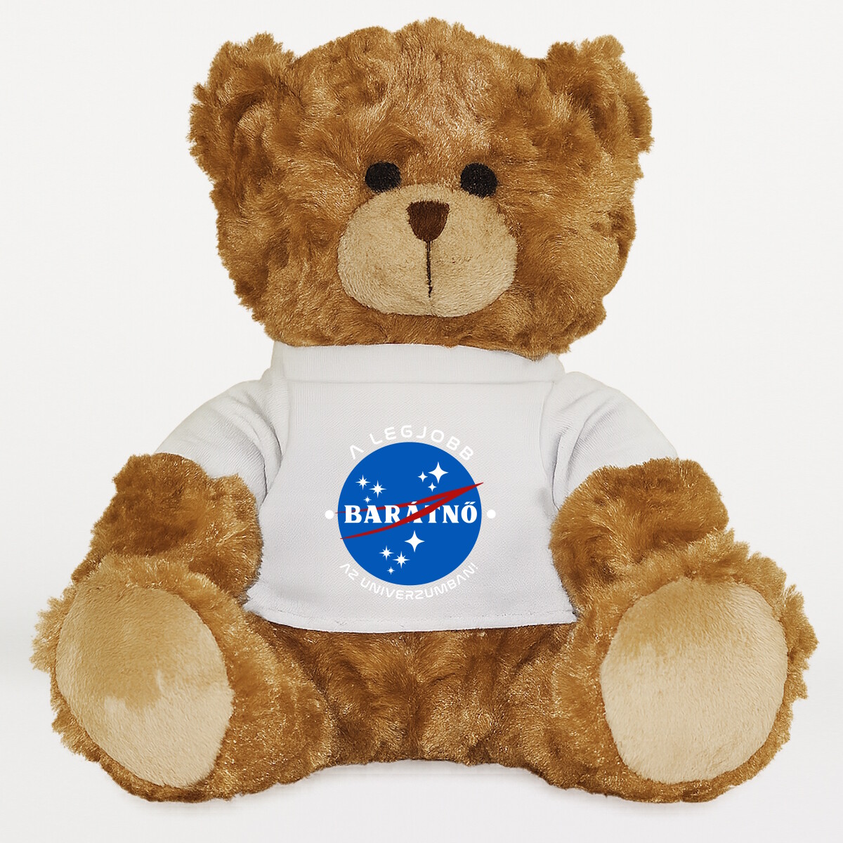 Plüssmaci egyedi pólóval
