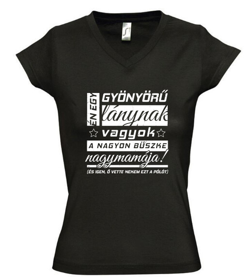 Női V nyakú póló