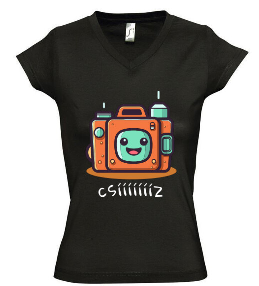 Női V nyakú póló