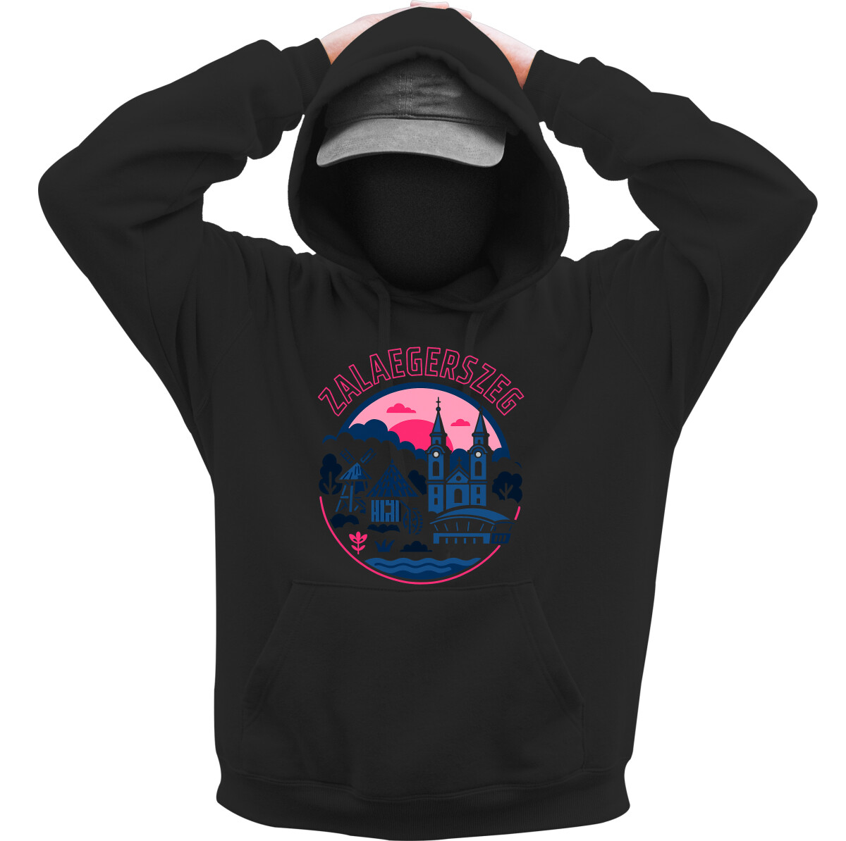 Kapucnis belebújós pulóver