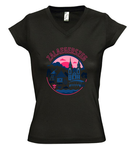 Női V nyakú póló