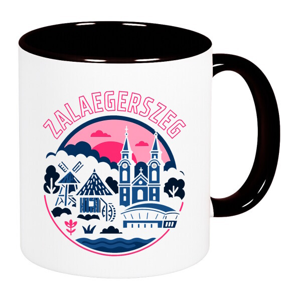 Színes fülű és belsejű bögre