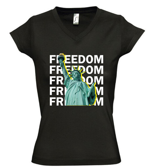 Női V nyakú póló