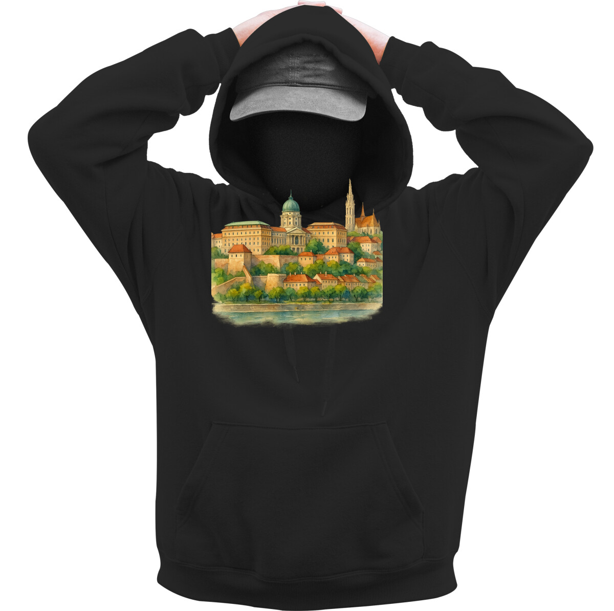 Kapucnis belebújós pulóver