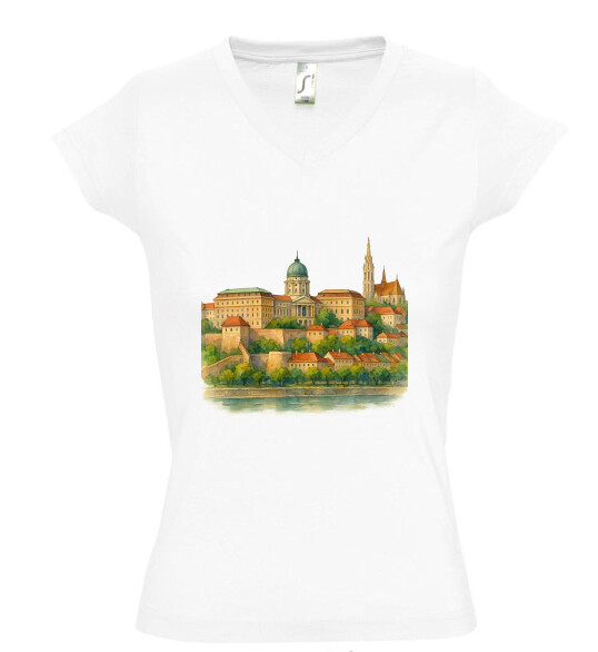 Női V nyakú póló