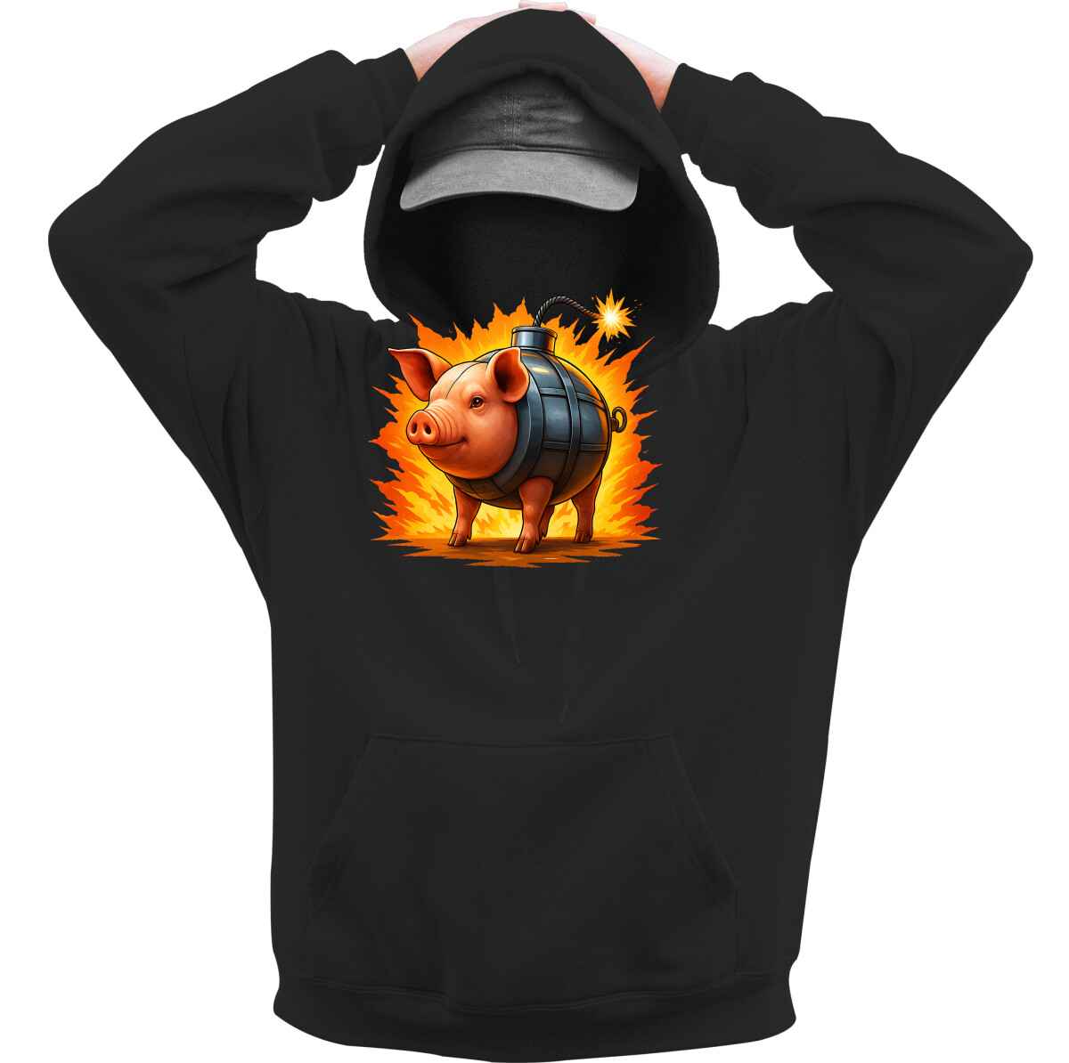 Kapucnis belebújós pulóver