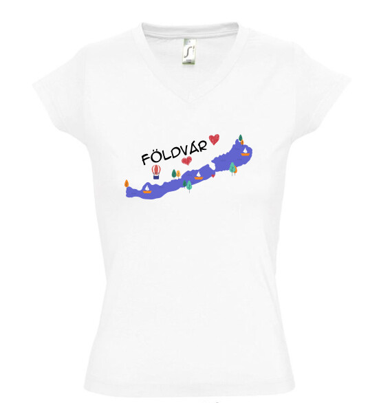 Női V nyakú póló