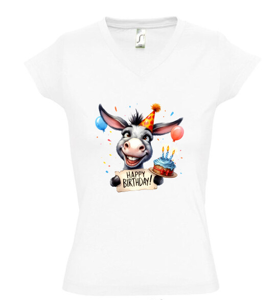 Női V nyakú póló