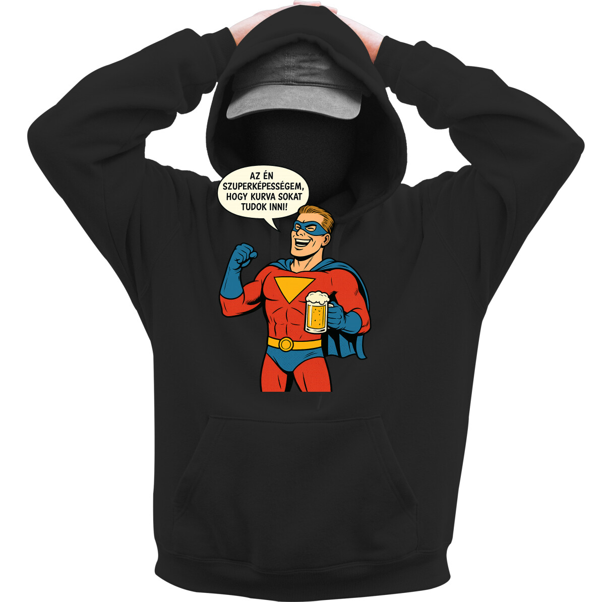 Kapucnis belebújós pulóver