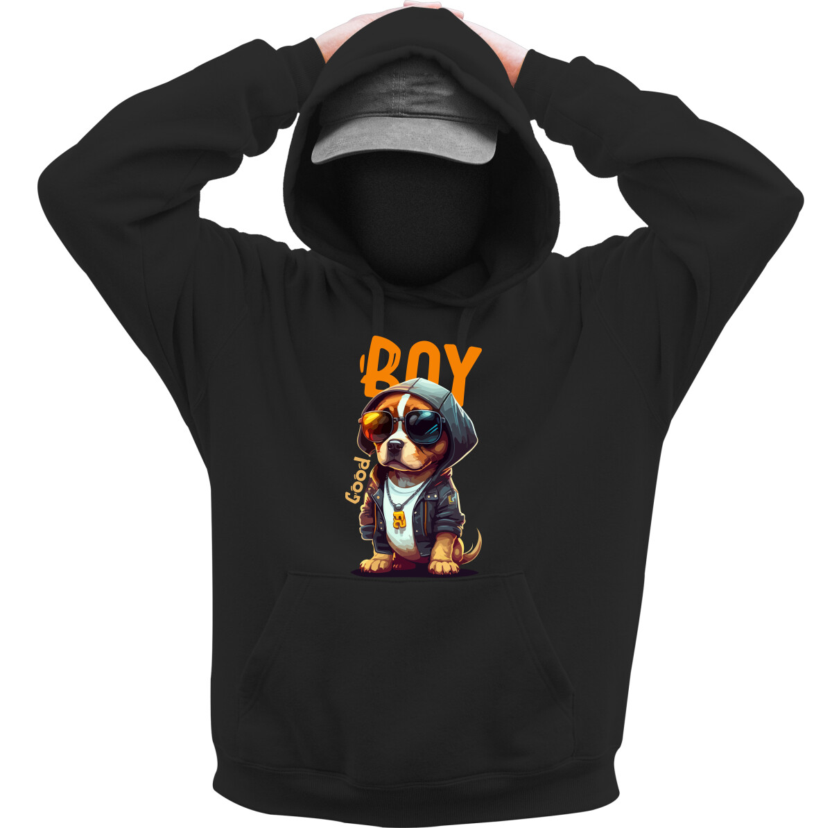 Kapucnis belebújós pulóver