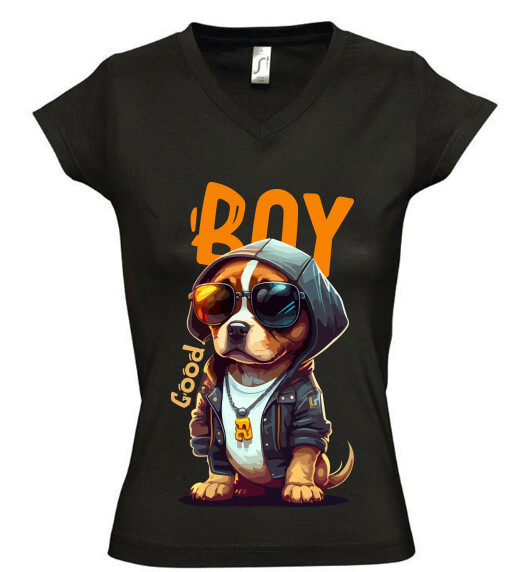 Női V nyakú póló